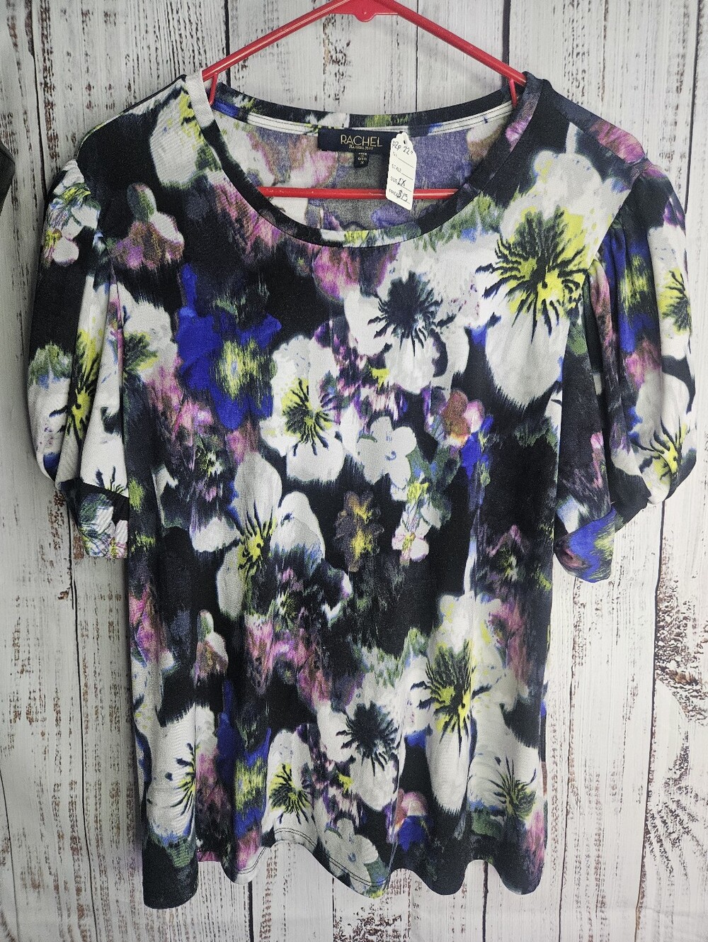 Rachel Roy Floral Short-Sleeve Women’s Top in Black and Multi